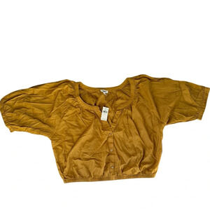 Aerie Flowy Crop Top- Medium brown button summer spring vacation